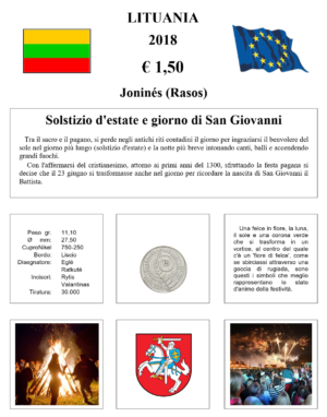 2018 Lituania € 1.50 JONINES Aggiornamento Monetando