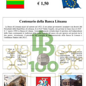 2022 Lituania € 1.50 Banca Aggiornamento UDC