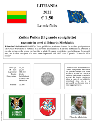 2022 Lituania € 1.50 FIABE CONIGLIO Aggiornamento Monetando
