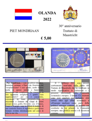 2022 Olanda € 5 Card Aggiornamento UDC Mondriaan Maastricht