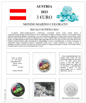 2023.2  Austria € 3 Mondo Marino Squalo Schwellhai Aggiornamento UDC