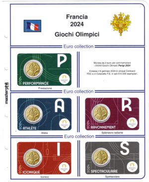 2024 Francia € 2 Giochi Olimpici - Set cinque card Aggiornamento Masterphil