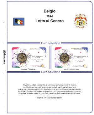 2024 Belgio € 2 Lotta contro il cancro in Card Aggiornamento Masterphil