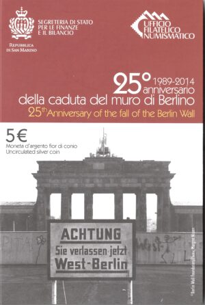 2014 San Marino € 5 25° anniversario della caduta del Muro di Berlino