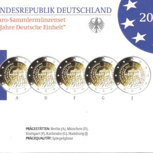 2015 Germania € 2 Riunificazione 5 zecche Folder Fondo Specchio