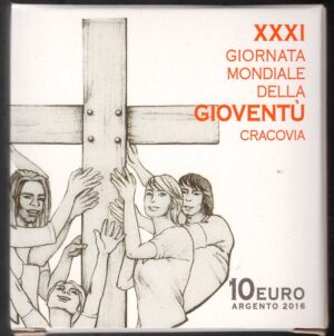 2016 Vaticano €10 Giornata della Gioventù Cracovia Argrnto Fondo specchio