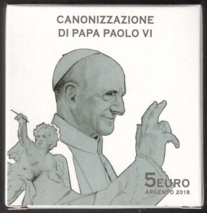 2018 Vaticano € 5 Canonizzazione Papa Paolo VI° Argento Fondo specchio