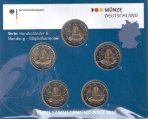 2023 Germania € 2 Amburgo 5 zecche Folder