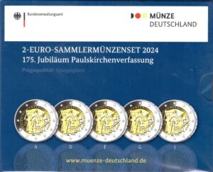2024 Germania € 2 Costituzione 5 zecche Folder Fondo Specchio