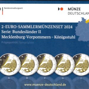 2024 Germania € 2 Presidenza di Meclamburgo 5 zecche Folder Fondo Specchio