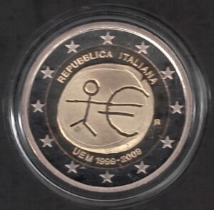 2009 Italia € 2 EMU Fondo Specchio in capsula