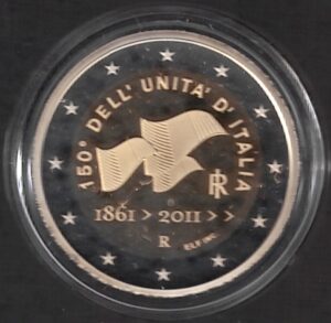 2011 Italia € 2 150° dell'Unità d'Italia Fondo Specchio in capsula