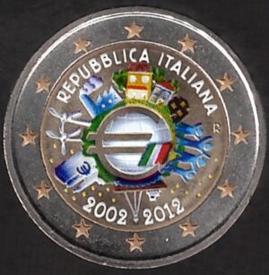 2012 Italia € 2 X° anno di circolazione monetaria in euro Colore