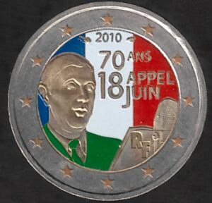 2010 Francia € 2 De Gaulle Colore