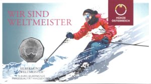 2024 Austria € 5 Arg Weltmeister Sci Folder