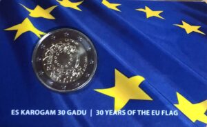 2015 Lettonia 2€ Bandiera europea in coincard