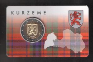 2017 Lettonia € 2 Regioni Storiche Kurzeme Card