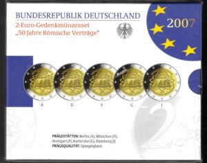 2007 Germania € 2 Trattato di Roma 5 zecche Fondo Specchio - Proof