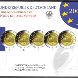 2007 Germania € 2 Trattato di Roma 5 zecche Fondo Specchio - Proof