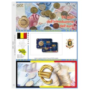 2022 Belgio € 2,50 20° Anniversario Circolazione dell'Euro in Card Aggiornamento Abafil