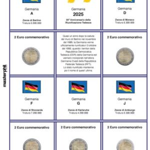 2025. Germania € 2 35° anniversario della riunificazione 5 Zecche Aggiornamento Masterphil