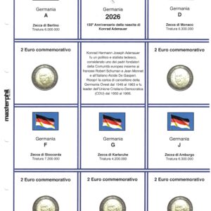 2026. Germania € 2 Adenauer 5 Zecche Aggiornamento Masterphil